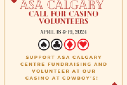 an ace card with ASA Calgary Casino Volunteer Call